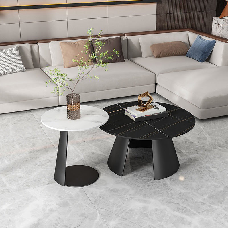 Glam Table basse ronde sur pied / 3 pieds en ardoise