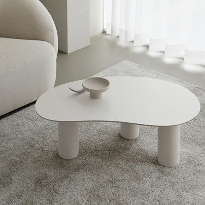 Minimalist Wood 3 Legs Coffee Table 13" H Cloud-Shaped Cocktail Table 35.4"L x 21.7"W x 13"H White Clearhalo 'Coffee & Accent Tables' 'Coffee Tables' 'coffee_tables' 'furn' 'furn_coffee_tables' 'Furniture' 'Living Room Furniture' 6236810