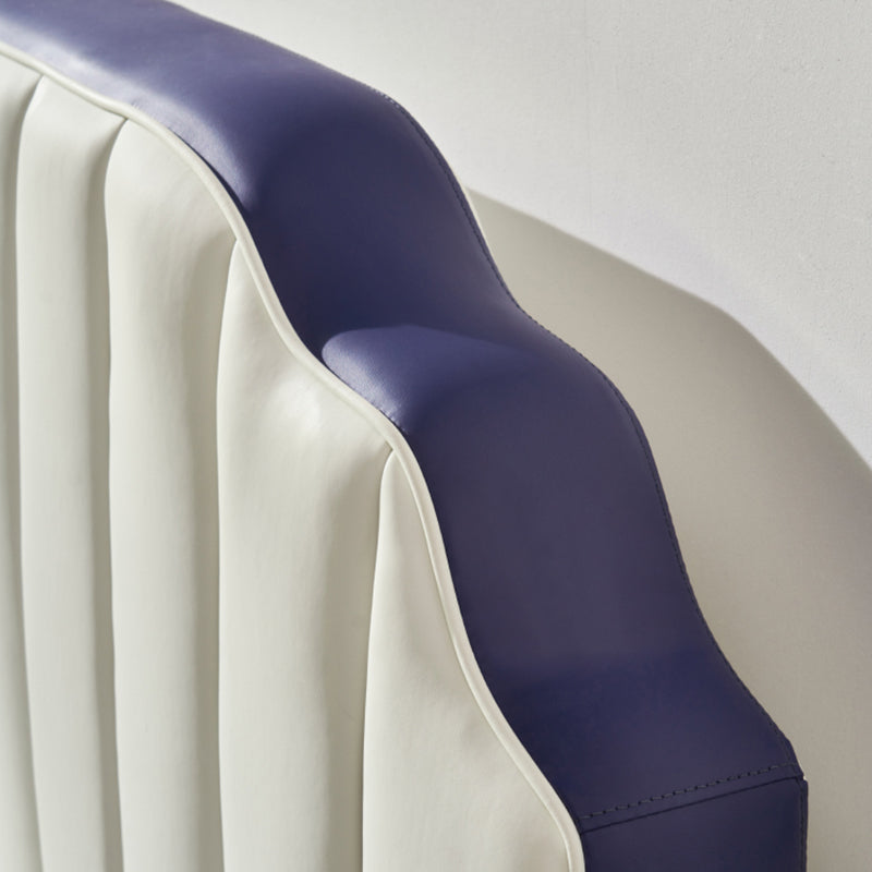 Stepped Glam Standard Bed Beige with Headboard Bed Frame Panel Clearhalo 'Bedroom Furniture' 'Beds' 'furn' 'furn_beds' 'Furniture' 6236979