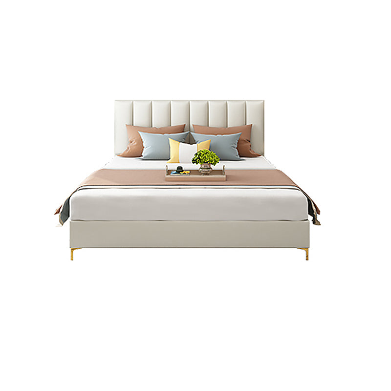Wood and Upholstered Standard Bed Low Profile Bed with Custom Legs