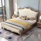 Solid Color Panel Bed Panel Victorian Bed Frame With Custom Gold Legs