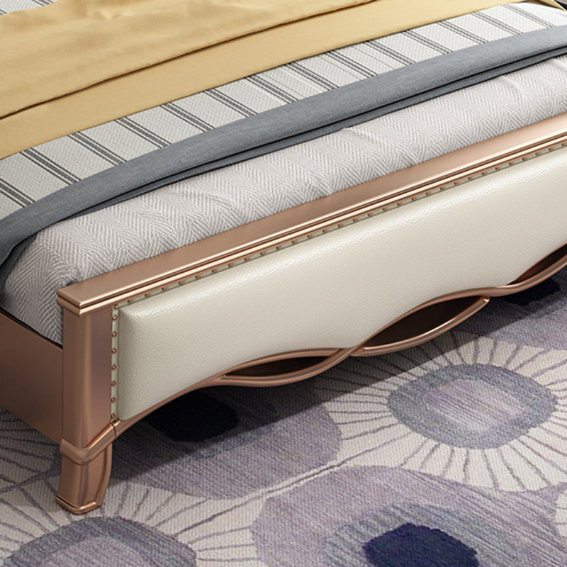 Solid Color Panel Bed Panel Victorian Bed Frame With Custom Gold Legs