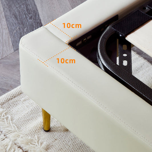 Glamiger beige Bettrahmen gepolstert Kopfteil Standard Bett rechteckig