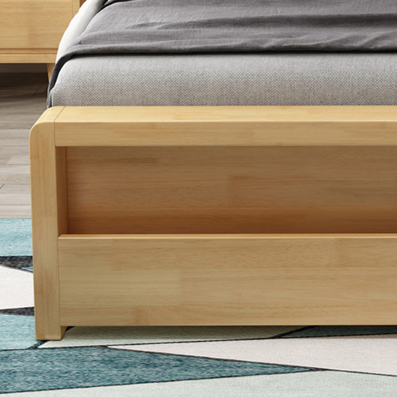 Panneau de pin standard traditionnel Cadre de lit rectangulaire en naturel et noyer