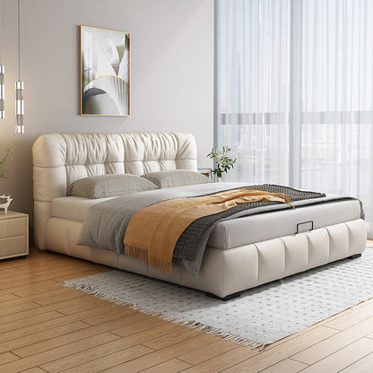 Wood and Upholstered Headboard Platform Bed Rectangular Panel Bed