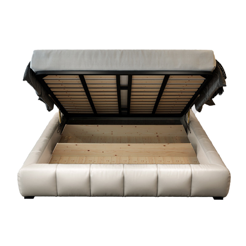 Wood and Upholstered Headboard Platform Bed Rectangular Panel Bed