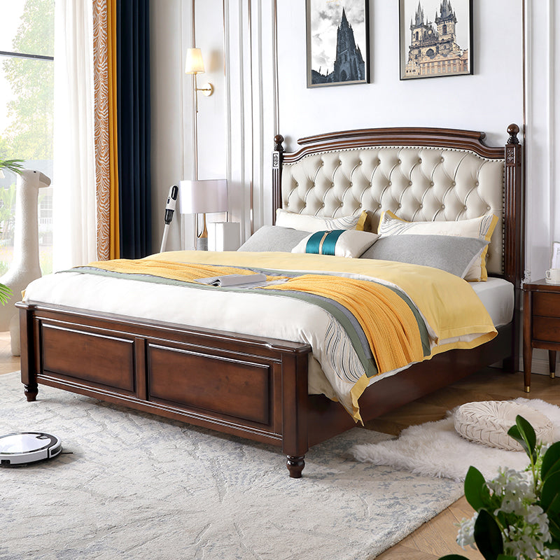 Mid-Century Modern Standard Bed Solid Wood Bed Pine Wood Nail Head Clearhalo 'Bedroom Furniture' 'Beds' 'furn' 'furn_beds' 'Furniture' 6237224
