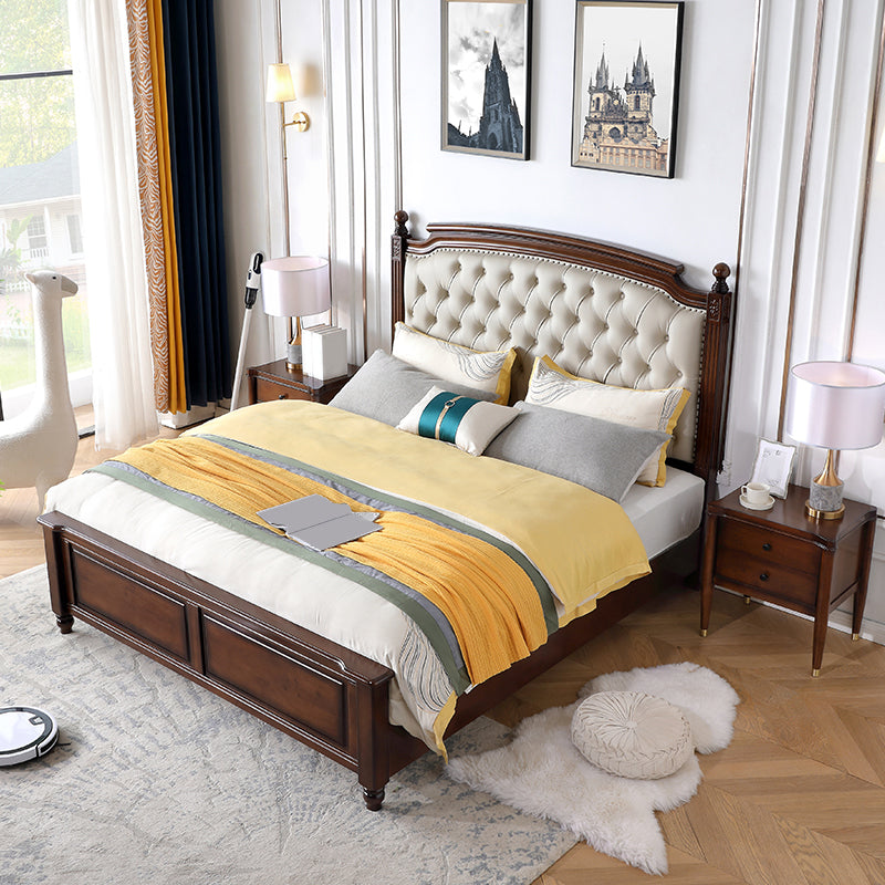 Mid-Century Modern Standard Bed Solid Wood Bed Pine Wood Nail Head Clearhalo 'Bedroom Furniture' 'Beds' 'furn' 'furn_beds' 'Furniture' 6237225