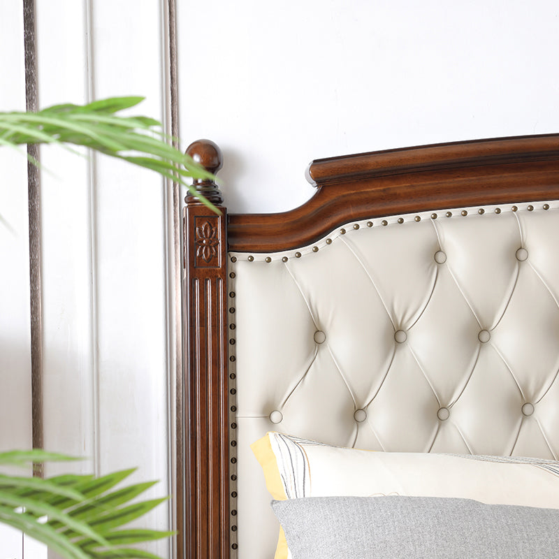 Mid-Century Modern Standard Bed Solid Wood Bed Pine Wood Nail Head Clearhalo 'Bedroom Furniture' 'Beds' 'furn' 'furn_beds' 'Furniture' 6237226