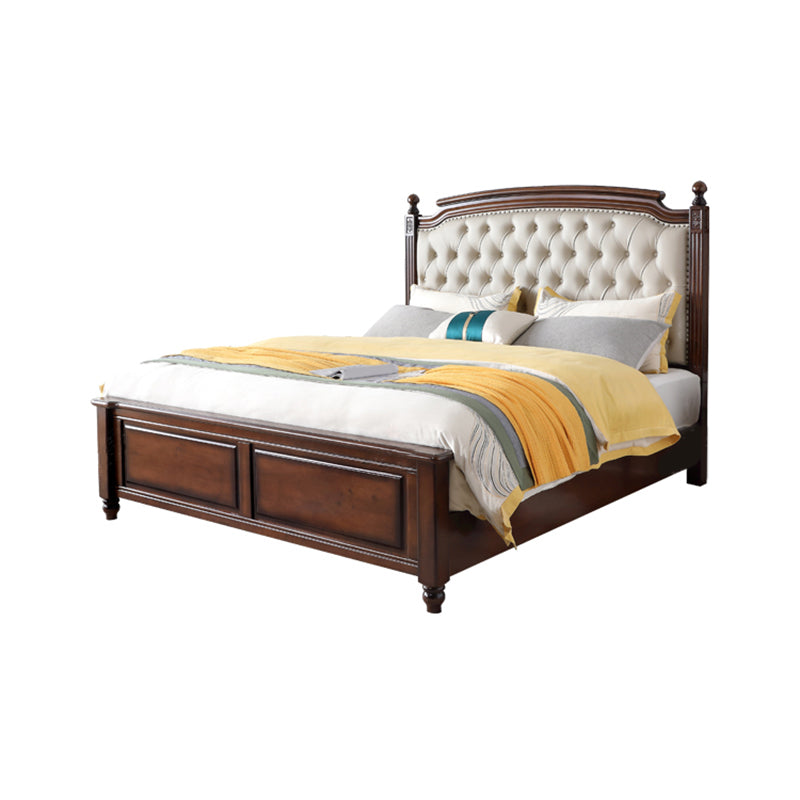 Mid-Century Modern Standard Bed Solid Wood Bed Pine Wood Nail Head Clearhalo 'Bedroom Furniture' 'Beds' 'furn' 'furn_beds' 'Furniture' 6237227