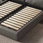 Glam Grey Bed Frame Pine Wood Upholstered Headboard Standard Bed Solid Color