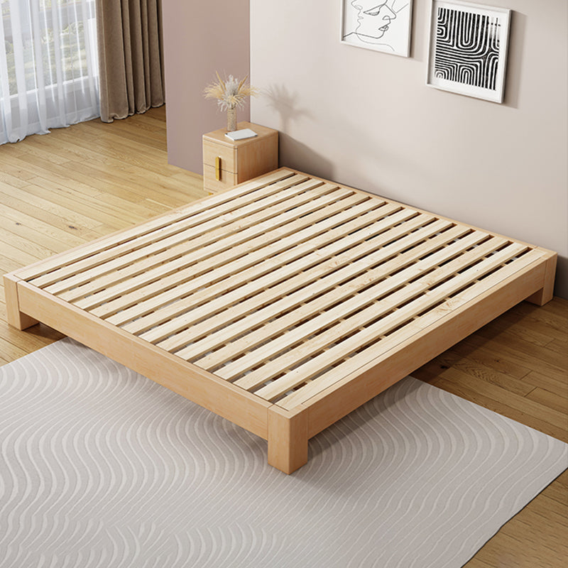 Scandinavian 9.84 " Tall Solid Color Wooden Platform Bed Frame Natural Clearhalo 'Bedroom Furniture' 'Beds' 'furn' 'furn_beds' 'Furniture' 6237262