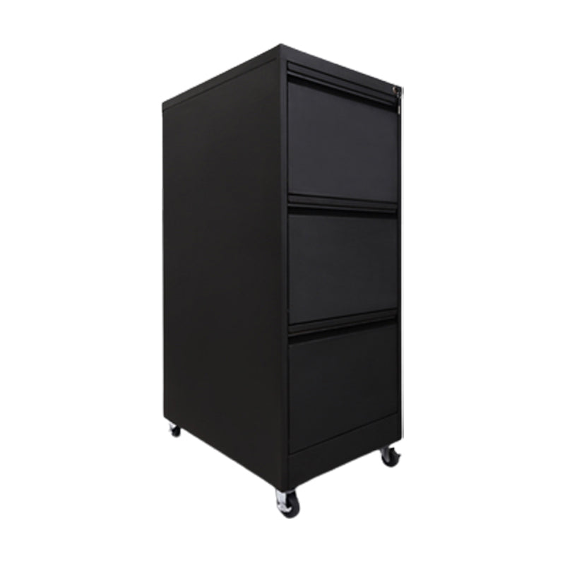 Steel Filing Cabinet Contemporary File Cabinet with Lock and Storage Black Casters Included 3 Clearhalo 'Filing Cabinets' 'filling_cabinets' 'furn' 'furn_filling_cabinets' 'Furniture' 'Office Furniture' 6238311