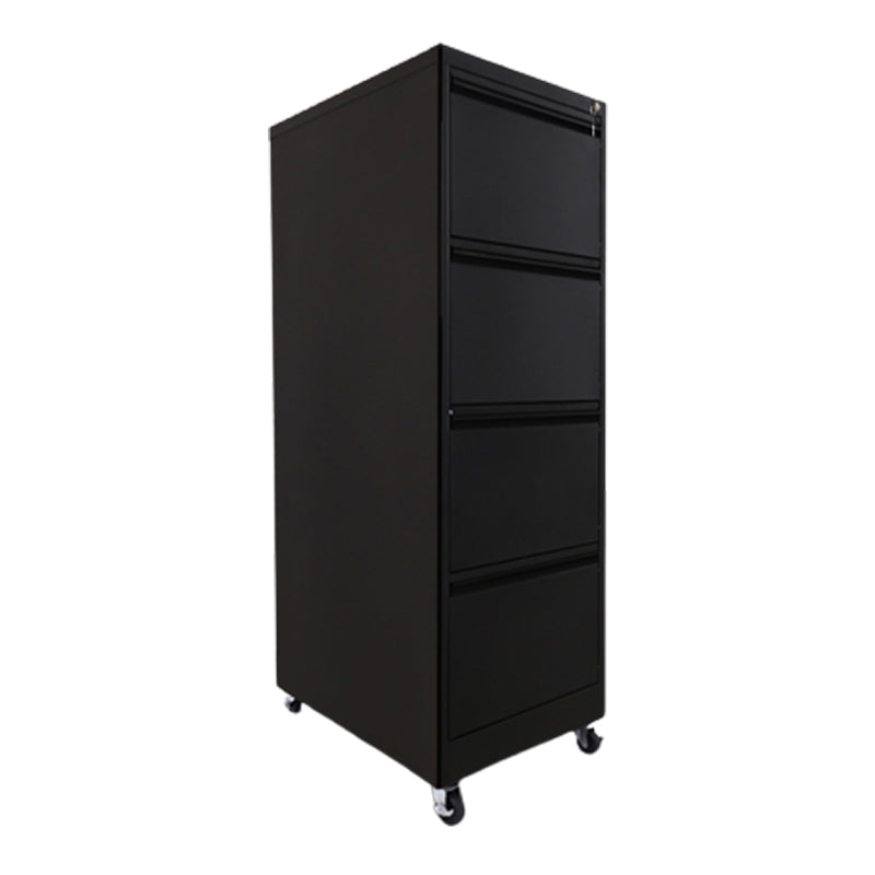 Steel Filing Cabinet Contemporary File Cabinet with Lock and Storage Black Casters Included 4 Clearhalo 'Filing Cabinets' 'filling_cabinets' 'furn' 'furn_filling_cabinets' 'Furniture' 'Office Furniture' 6238313