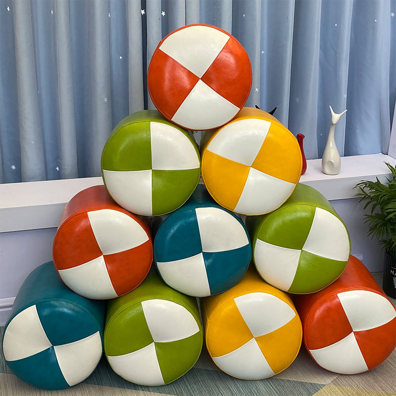 Bloque de color Cilindro forma de cilindro Faux Cuero contemporáneo resistente a las manchas