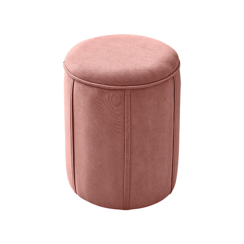 Orange Velvet Ottoman Modern Round Ottoman Stain Resistant Ottoman Pink 1 Piece Clearhalo 'furn' 'furn_ottomans_poufs' 'Furniture' 'Living Room Furniture' 'Ottomans & Poufs' 'ottomans_poufs' 6238640