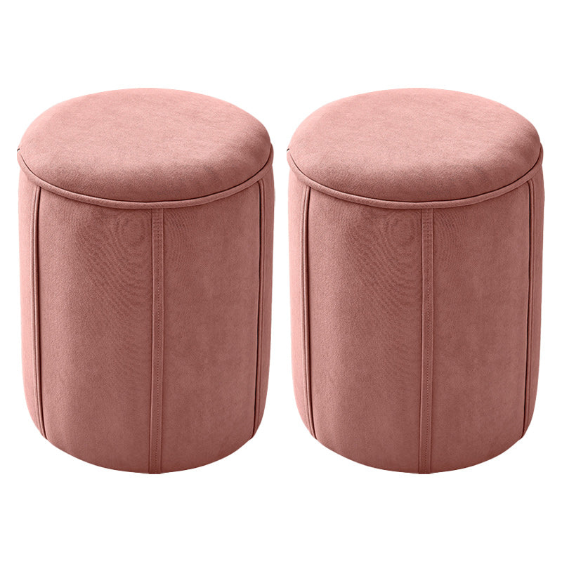 Orange Velvet Ottoman Modern Round Ottoman Stain Resistant Ottoman Pink 2 Piece Set Clearhalo 'furn' 'furn_ottomans_poufs' 'Furniture' 'Living Room Furniture' 'Ottomans & Poufs' 'ottomans_poufs' 6238642