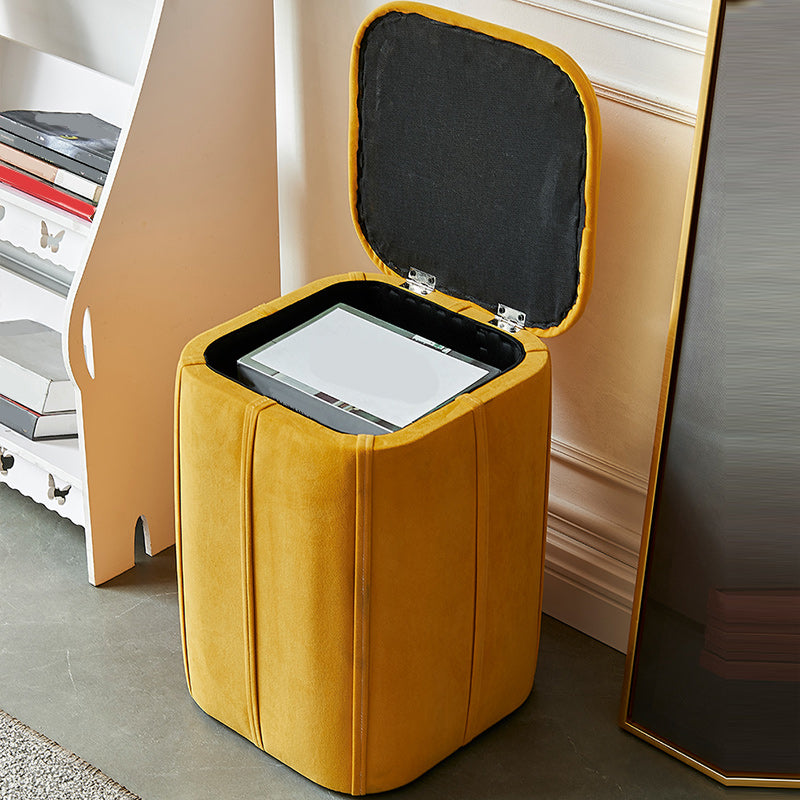 Orange Velvet Ottoman Modern Round Ottoman Stain Resistant Ottoman Clearhalo 'furn' 'furn_ottomans_poufs' 'Furniture' 'Living Room Furniture' 'Ottomans & Poufs' 'ottomans_poufs' 6238645