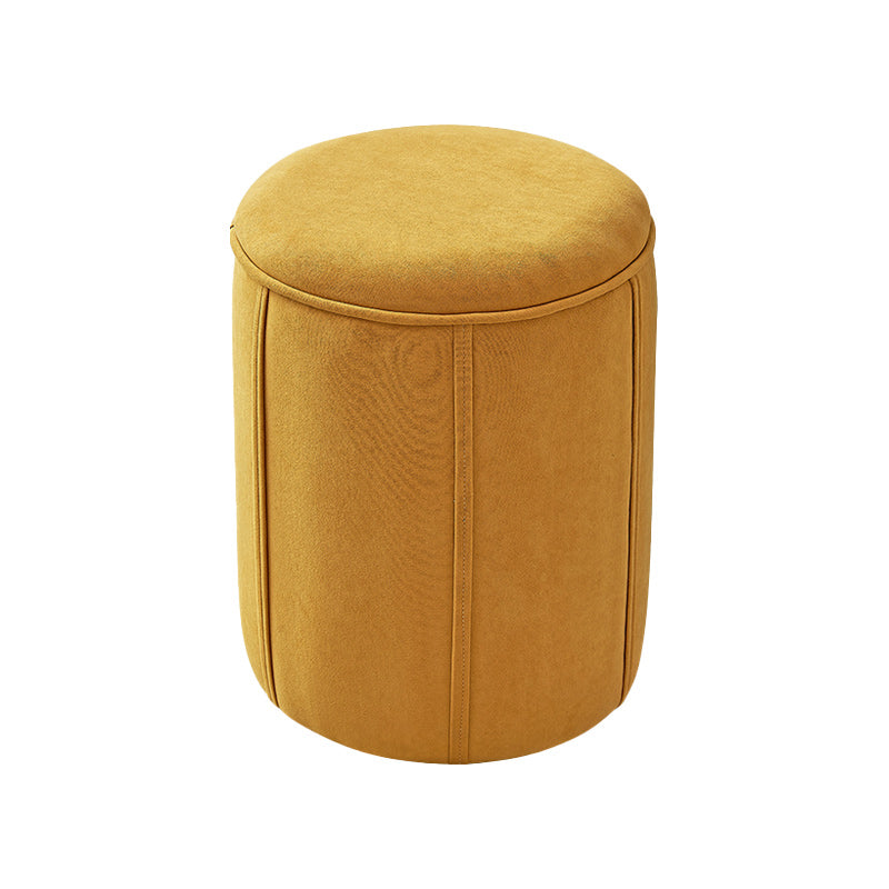 Orange Velvet Ottoman Modern Round Ottoman Stain Resistant Ottoman Yellow 1 Piece Clearhalo 'furn' 'furn_ottomans_poufs' 'Furniture' 'Living Room Furniture' 'Ottomans & Poufs' 'ottomans_poufs' 6238646
