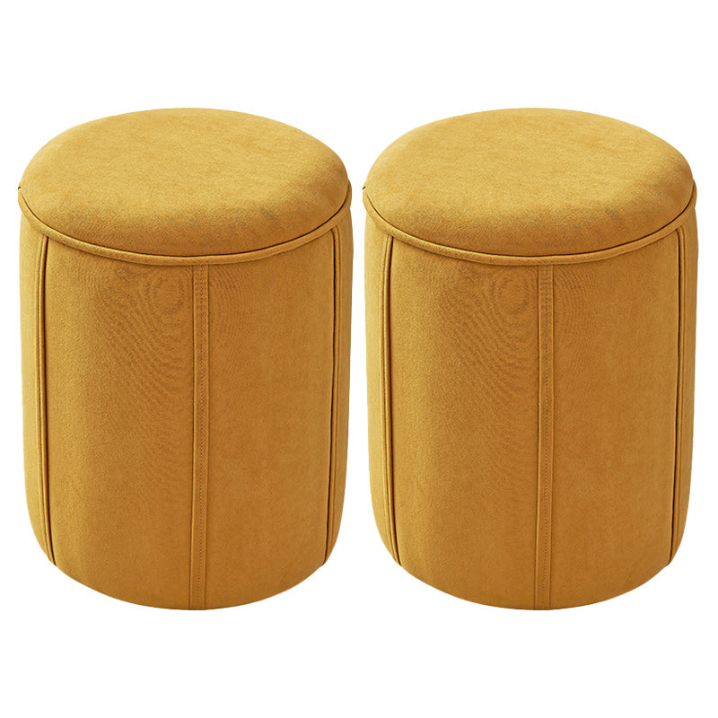 Orange Velvet Ottoman Modern Round Ottoman Stain Resistant Ottoman Yellow 2 Piece Set Clearhalo 'furn' 'furn_ottomans_poufs' 'Furniture' 'Living Room Furniture' 'Ottomans & Poufs' 'ottomans_poufs' 6238647