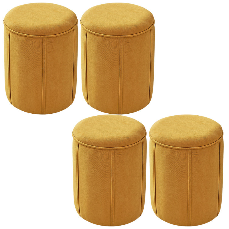 Orange Velvet Ottoman Modern Round Ottoman Stain Resistant Ottoman Yellow 4 Piece Set Clearhalo 'furn' 'furn_ottomans_poufs' 'Furniture' 'Living Room Furniture' 'Ottomans & Poufs' 'ottomans_poufs' 6238649