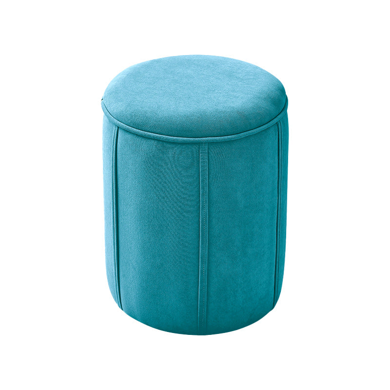 Orange Velvet Ottoman Modern Round Ottoman Stain Resistant Ottoman Blue 1 Piece Clearhalo 'furn' 'furn_ottomans_poufs' 'Furniture' 'Living Room Furniture' 'Ottomans & Poufs' 'ottomans_poufs' 6238651