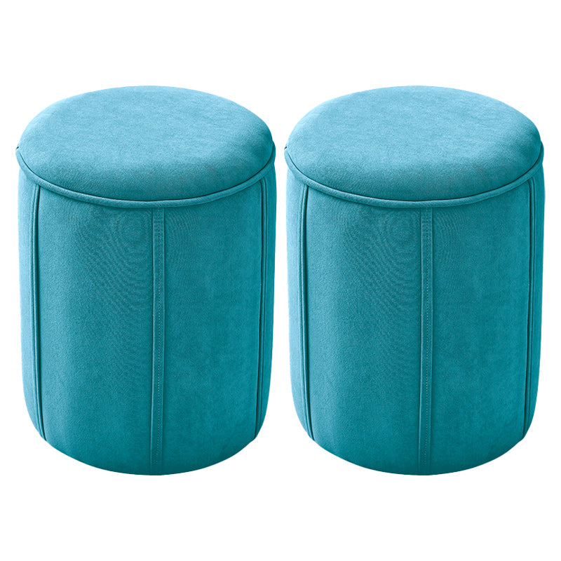 Orange Velvet Ottoman Modern Round Ottoman Stain Resistant Ottoman Blue 2 Piece Set Clearhalo 'furn' 'furn_ottomans_poufs' 'Furniture' 'Living Room Furniture' 'Ottomans & Poufs' 'ottomans_poufs' 6238653