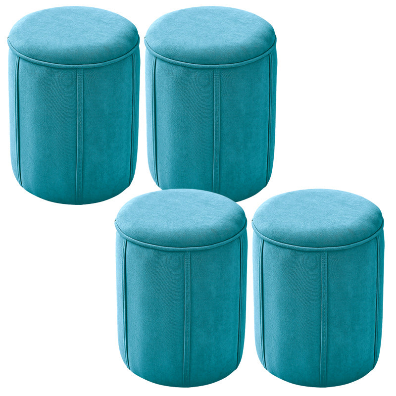 Orange Velvet Ottoman Modern Round Ottoman Stain Resistant Ottoman Blue 4 Piece Set Clearhalo 'furn' 'furn_ottomans_poufs' 'Furniture' 'Living Room Furniture' 'Ottomans & Poufs' 'ottomans_poufs' 6238655