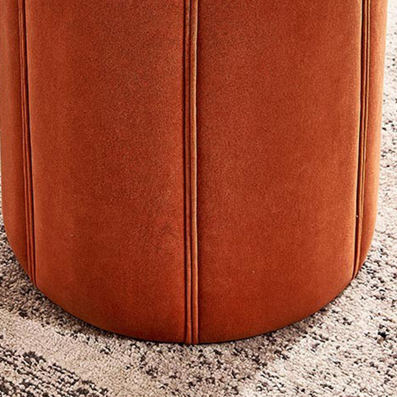 Orange Velvet Ottoman Modern Round Ottoman Stain Resistant Ottoman Clearhalo 'furn' 'furn_ottomans_poufs' 'Furniture' 'Living Room Furniture' 'Ottomans & Poufs' 'ottomans_poufs' 6238656