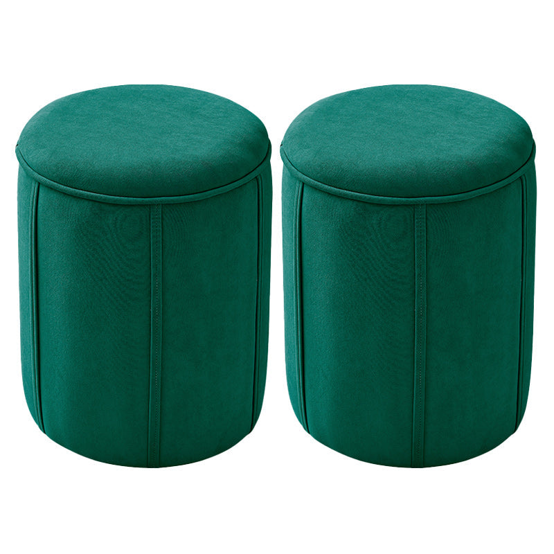 Orange Velvet Ottoman Modern Round Ottoman Stain Resistant Ottoman Green 2 Piece Set Clearhalo 'furn' 'furn_ottomans_poufs' 'Furniture' 'Living Room Furniture' 'Ottomans & Poufs' 'ottomans_poufs' 6238658