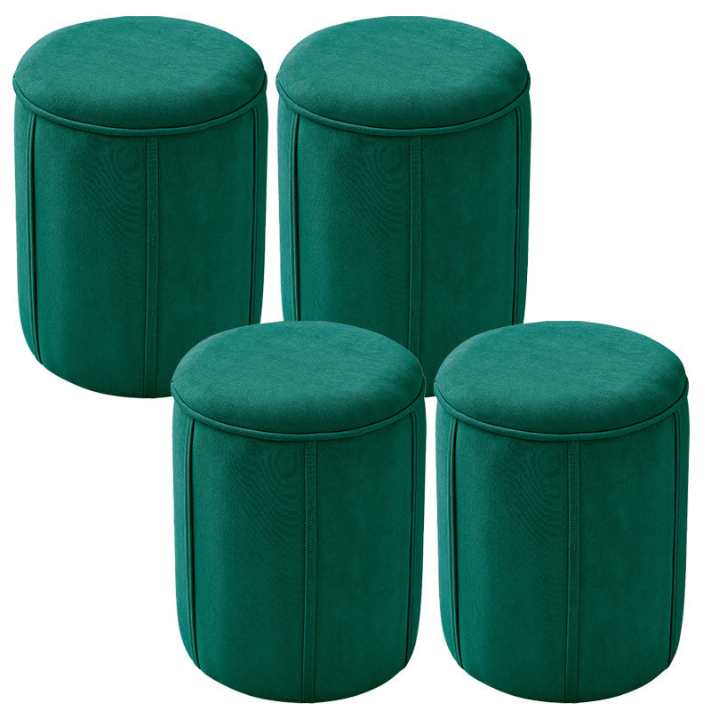 Orange Velvet Ottoman Modern Round Ottoman Stain Resistant Ottoman Green 4 Piece Set Clearhalo 'furn' 'furn_ottomans_poufs' 'Furniture' 'Living Room Furniture' 'Ottomans & Poufs' 'ottomans_poufs' 6238659