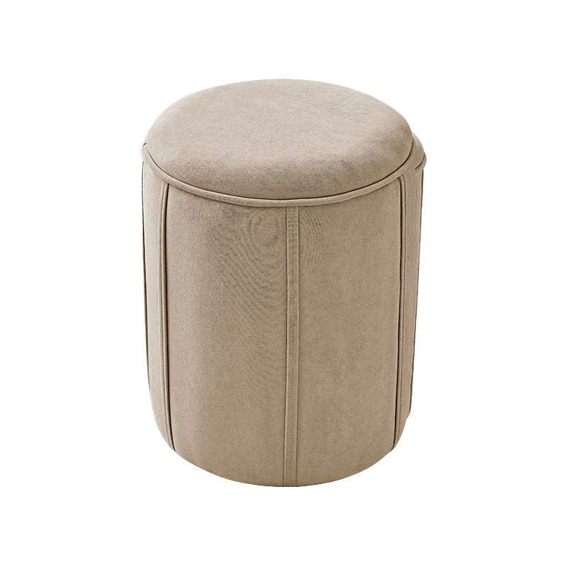 Orange Velvet Ottoman Modern Round Ottoman Stain Resistant Ottoman Beige 1 Piece Clearhalo 'furn' 'furn_ottomans_poufs' 'Furniture' 'Living Room Furniture' 'Ottomans & Poufs' 'ottomans_poufs' 6238660
