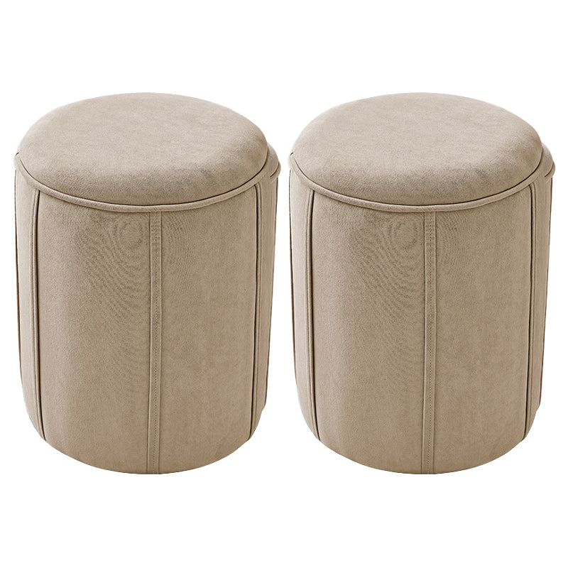 Orange Velvet Ottoman Modern Round Ottoman Stain Resistant Ottoman Beige 2 Piece Set Clearhalo 'furn' 'furn_ottomans_poufs' 'Furniture' 'Living Room Furniture' 'Ottomans & Poufs' 'ottomans_poufs' 6238661