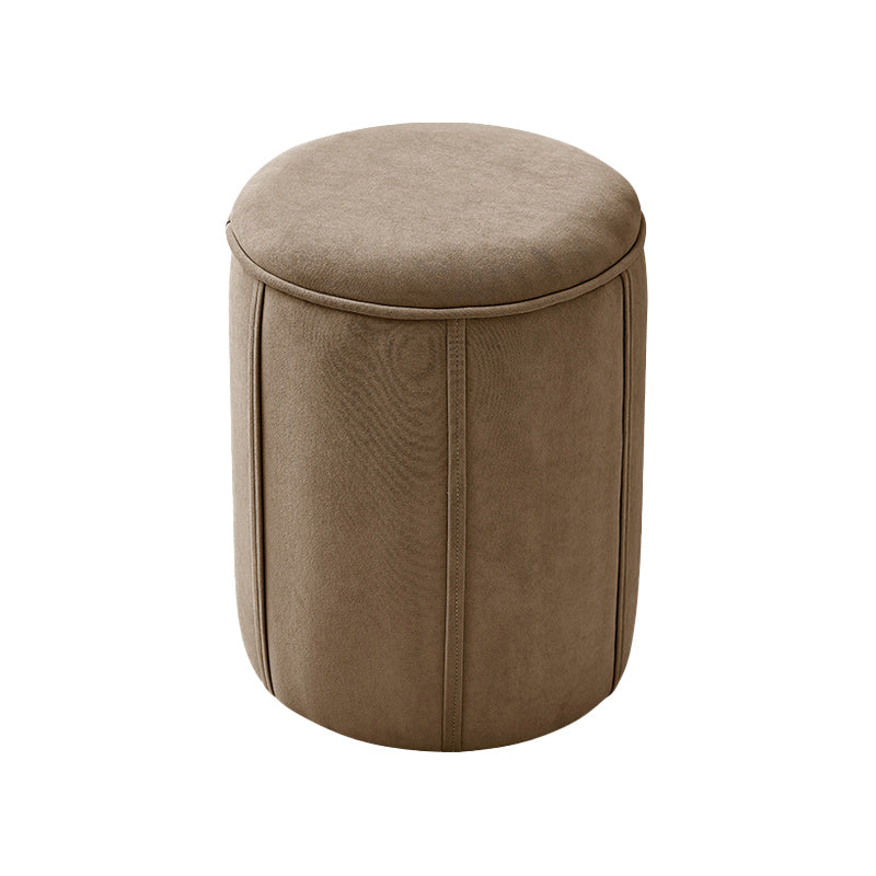 Orange Velvet Ottoman Modern Round Ottoman Stain Resistant Ottoman Light Khaki 1 Piece Clearhalo 'furn' 'furn_ottomans_poufs' 'Furniture' 'Living Room Furniture' 'Ottomans & Poufs' 'ottomans_poufs' 6238663