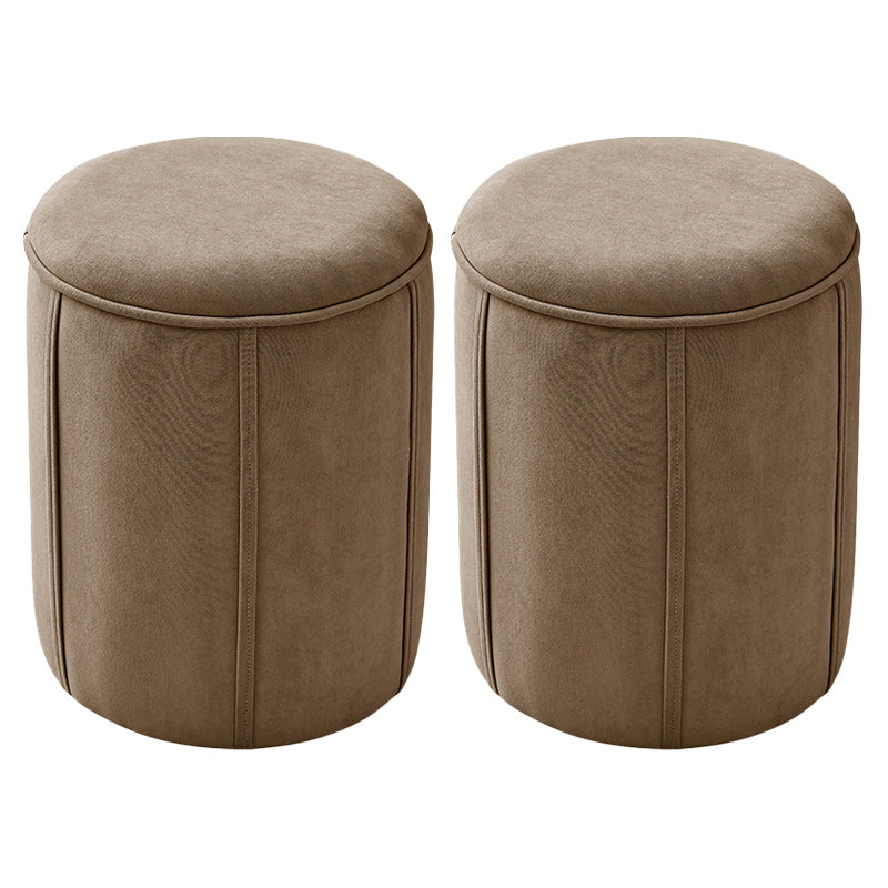 Orange Velvet Ottoman Modern Round Ottoman Stain Resistant Ottoman Light Khaki 2 Piece Set Clearhalo 'furn' 'furn_ottomans_poufs' 'Furniture' 'Living Room Furniture' 'Ottomans & Poufs' 'ottomans_poufs' 6238664