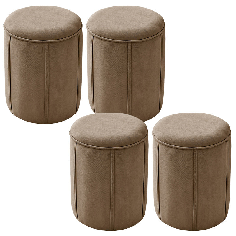 Orange Velvet Ottoman Modern Round Ottoman Stain Resistant Ottoman Light Khaki 4 Piece Set Clearhalo 'furn' 'furn_ottomans_poufs' 'Furniture' 'Living Room Furniture' 'Ottomans & Poufs' 'ottomans_poufs' 6238665