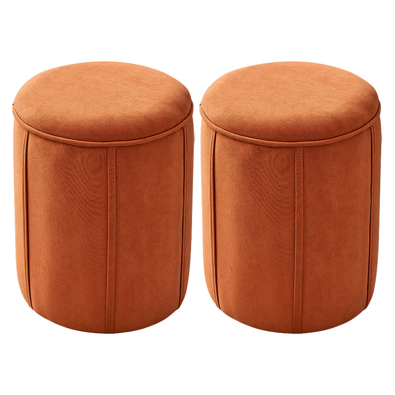 Orange Velvet Ottoman Modern Round Ottoman Stain Resistant Ottoman Orange 2 Piece Set Clearhalo 'furn' 'furn_ottomans_poufs' 'Furniture' 'Living Room Furniture' 'Ottomans & Poufs' 'ottomans_poufs' 6238666