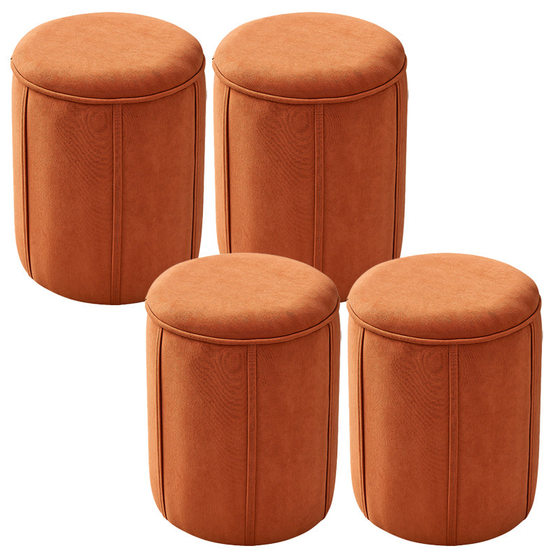 Orange Velvet Ottoman Modern Round Ottoman Stain Resistant Ottoman Orange 4 Piece Set Clearhalo 'furn' 'furn_ottomans_poufs' 'Furniture' 'Living Room Furniture' 'Ottomans & Poufs' 'ottomans_poufs' 6238667
