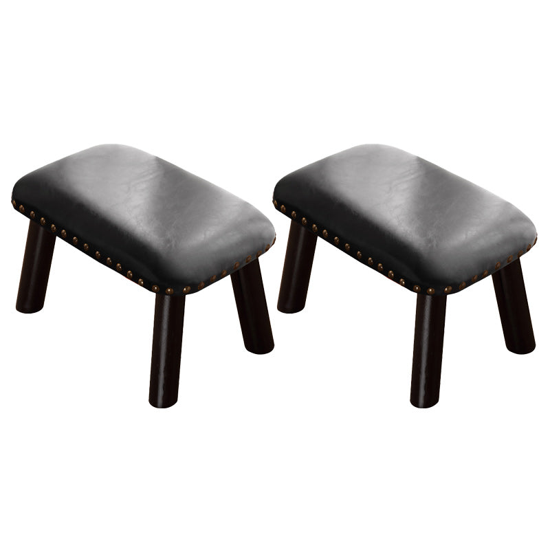 Faux Leather Ottoman Whole Colored Nailhead Trim Water Resistant Rectangle Pouf Ottoman Gloss Black 2 Piece Set Clearhalo 'furn' 'furn_ottomans_poufs' 'Furniture' 'Living Room Furniture' 'Ottomans & Poufs' 'ottomans_poufs' 6238697