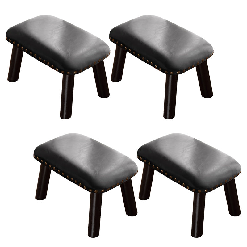 Faux Leather Ottoman Whole Colored Nailhead Trim Water Resistant Rectangle Pouf Ottoman Gloss Black 4 Piece Set Clearhalo 'furn' 'furn_ottomans_poufs' 'Furniture' 'Living Room Furniture' 'Ottomans & Poufs' 'ottomans_poufs' 6238698