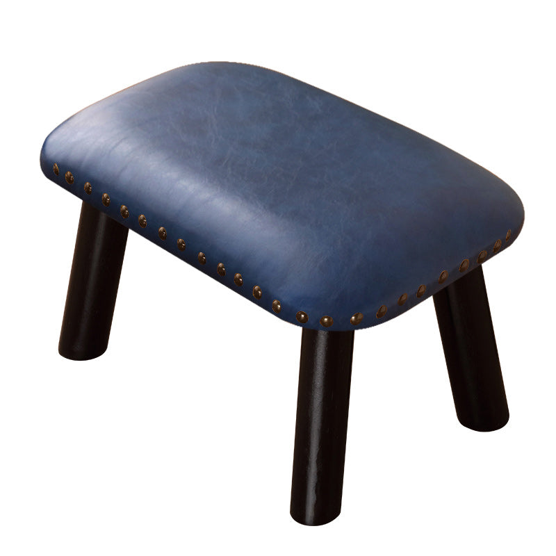 Faux Leather Ottoman Whole Colored Nailhead Trim Water Resistant Rectangle Pouf Ottoman Blue-Black 1 Piece Clearhalo 'furn' 'furn_ottomans_poufs' 'Furniture' 'Living Room Furniture' 'Ottomans & Poufs' 'ottomans_poufs' 6238702