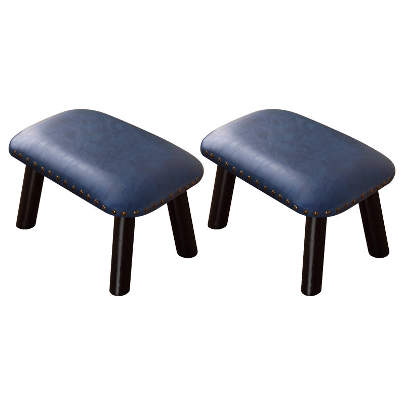 Faux Leather Ottoman Whole Colored Nailhead Trim Water Resistant Rectangle Pouf Ottoman Blue-Black 2 Piece Set Clearhalo 'furn' 'furn_ottomans_poufs' 'Furniture' 'Living Room Furniture' 'Ottomans & Poufs' 'ottomans_poufs' 6238703