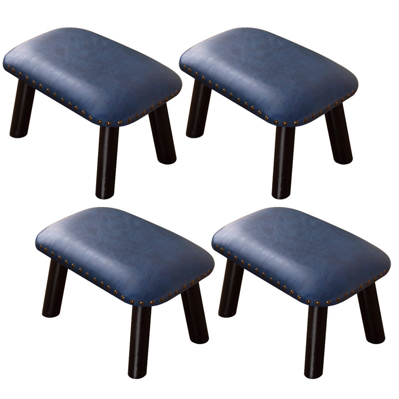 Faux Leather Ottoman Whole Colored Nailhead Trim Water Resistant Rectangle Pouf Ottoman Blue-Black 4 Piece Set Clearhalo 'furn' 'furn_ottomans_poufs' 'Furniture' 'Living Room Furniture' 'Ottomans & Poufs' 'ottomans_poufs' 6238704