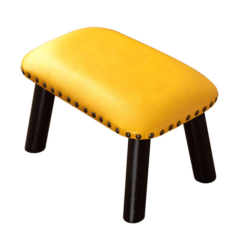 Faux Leather Ottoman Whole Colored Nailhead Trim Water Resistant Rectangle Pouf Ottoman Yellow Black 1 Piece Clearhalo 'furn' 'furn_ottomans_poufs' 'Furniture' 'Living Room Furniture' 'Ottomans & Poufs' 'ottomans_poufs' 6238705