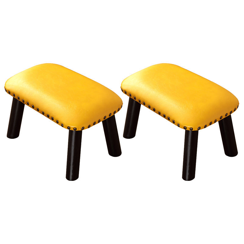 Faux Leather Ottoman Whole Colored Nailhead Trim Water Resistant Rectangle Pouf Ottoman Yellow Black 2 Piece Set Clearhalo 'furn' 'furn_ottomans_poufs' 'Furniture' 'Living Room Furniture' 'Ottomans & Poufs' 'ottomans_poufs' 6238706