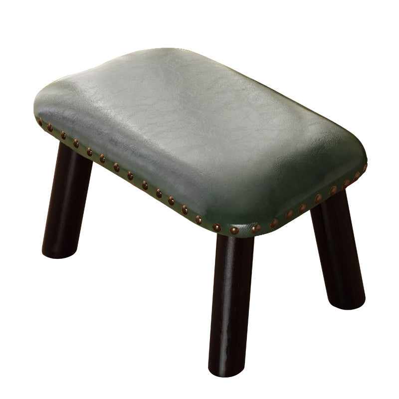 Faux Leather Ottoman Whole Colored Nailhead Trim Water Resistant Rectangle Pouf Ottoman Black Green 1 Piece Clearhalo 'furn' 'furn_ottomans_poufs' 'Furniture' 'Living Room Furniture' 'Ottomans & Poufs' 'ottomans_poufs' 6238708
