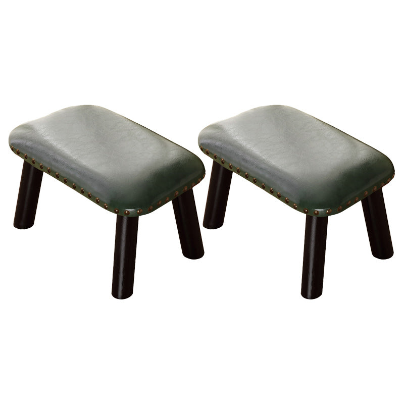 Faux Leather Ottoman Whole Colored Nailhead Trim Water Resistant Rectangle Pouf Ottoman Black Green 2 Piece Set Clearhalo 'furn' 'furn_ottomans_poufs' 'Furniture' 'Living Room Furniture' 'Ottomans & Poufs' 'ottomans_poufs' 6238709