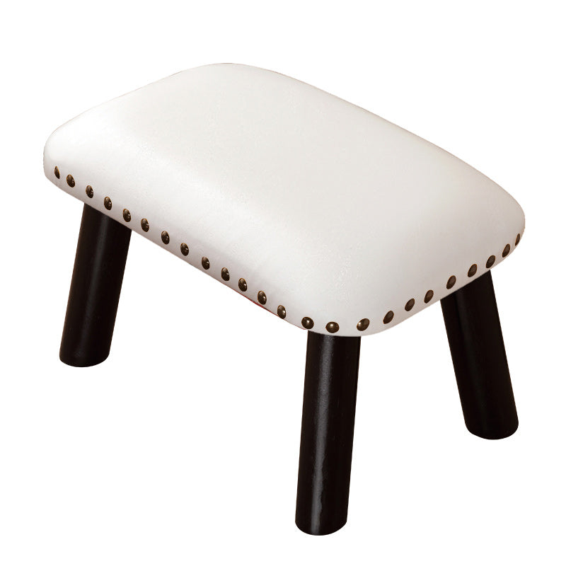 Faux Leather Ottoman Whole Colored Nailhead Trim Water Resistant Rectangle Pouf Ottoman White-Black 1 Piece Clearhalo 'furn' 'furn_ottomans_poufs' 'Furniture' 'Living Room Furniture' 'Ottomans & Poufs' 'ottomans_poufs' 6238711
