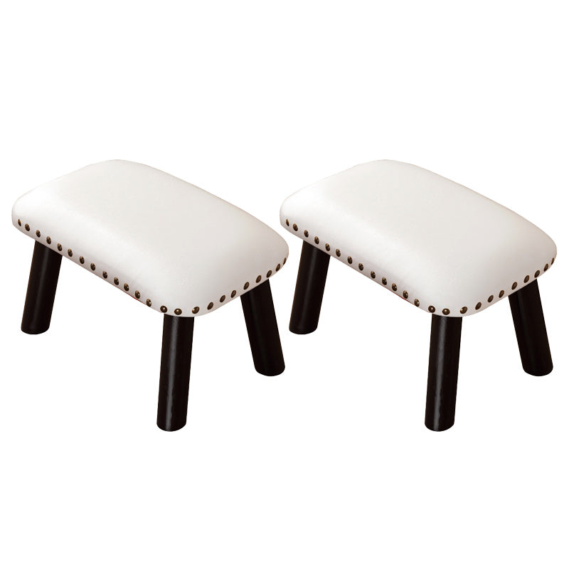 Faux Leather Ottoman Whole Colored Nailhead Trim Water Resistant Rectangle Pouf Ottoman White-Black 2 Piece Set Clearhalo 'furn' 'furn_ottomans_poufs' 'Furniture' 'Living Room Furniture' 'Ottomans & Poufs' 'ottomans_poufs' 6238712