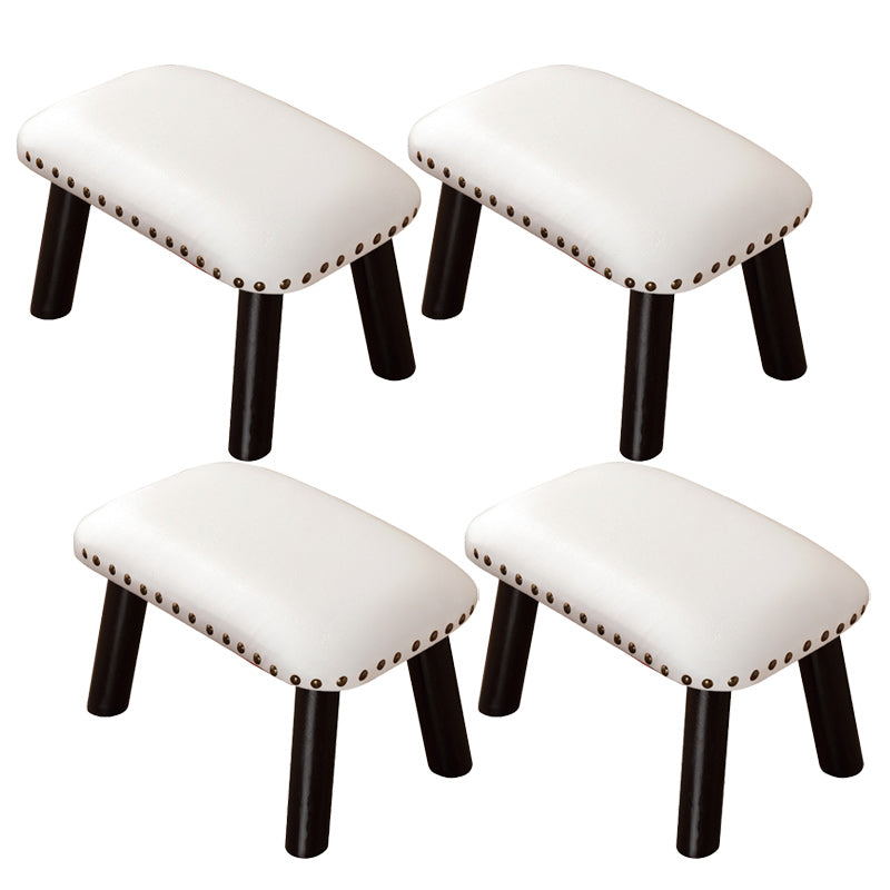 Faux Leather Ottoman Whole Colored Nailhead Trim Water Resistant Rectangle Pouf Ottoman White-Black 4 Piece Set Clearhalo 'furn' 'furn_ottomans_poufs' 'Furniture' 'Living Room Furniture' 'Ottomans & Poufs' 'ottomans_poufs' 6238713